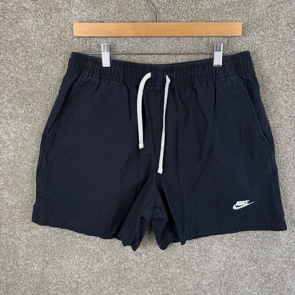 Nike Sportswear Club Washed Mens Black Cotton Canvas Shorts DX0619-010 Medium